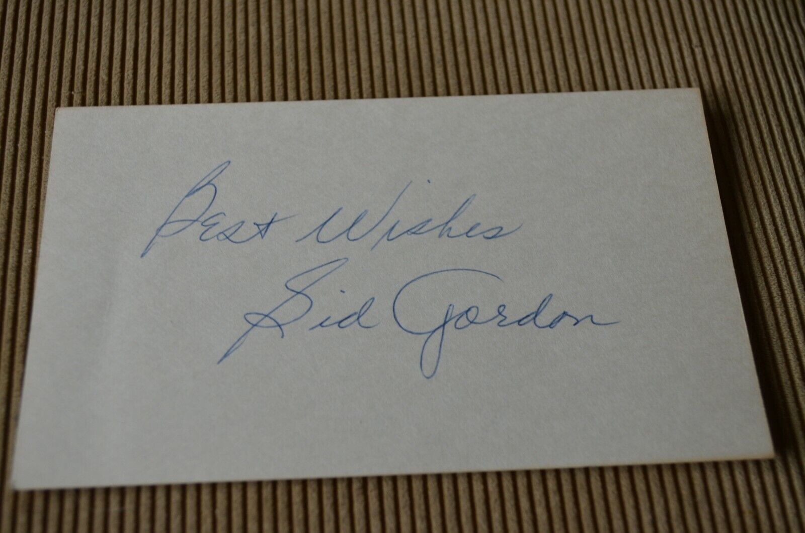 Sid Gordon Signed 3x5 Index Card 1941 New York Giants 2x All Star D:1975