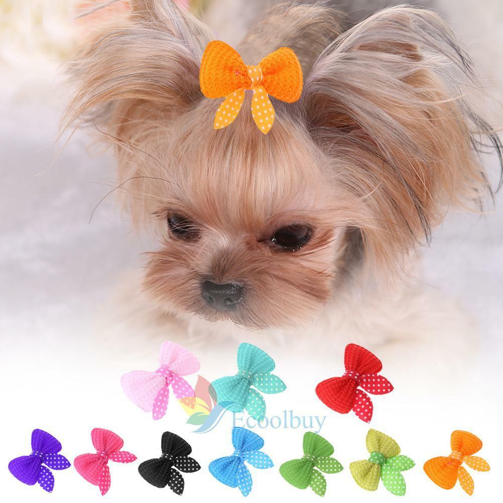 10pcs Multicolor Cat Dog Hair Bows Hair Clips Beauty Pet Grooming Accessories A