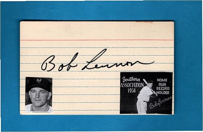 Bob Lennon-ny Giants  Vintage Autographed 3x5 W/ Photo-(d.2005)