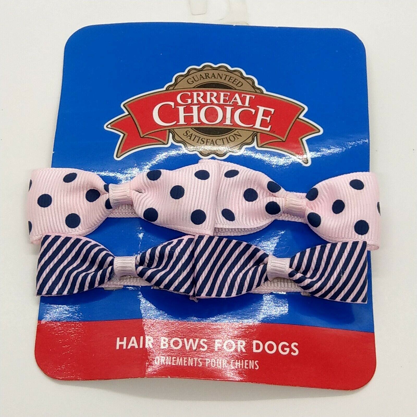 Grreat Choice Hair Bows For Dogs Pink Navy Polka Dot Stripe Bow Set 5228642