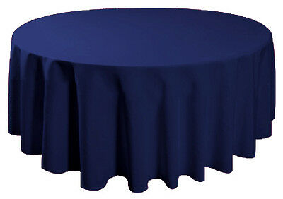 90" Round Table Cover Seamless Wedding Banquet Tablecloth - Navy Blue