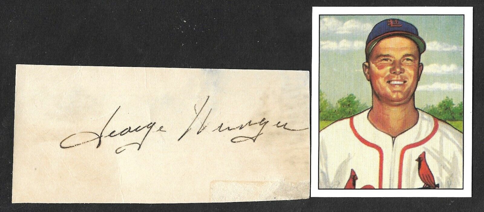 George Red Munger ( Debut 1943 ) Stl Pit Signed Autograph Auto 3x5 Cut Index Coa