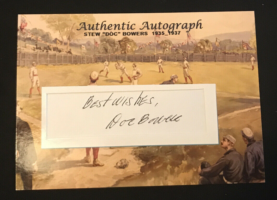 Stew "doc" Bowers   1935-36 Boston Red Sox    Signed Index Card With 5 X 7 Mat