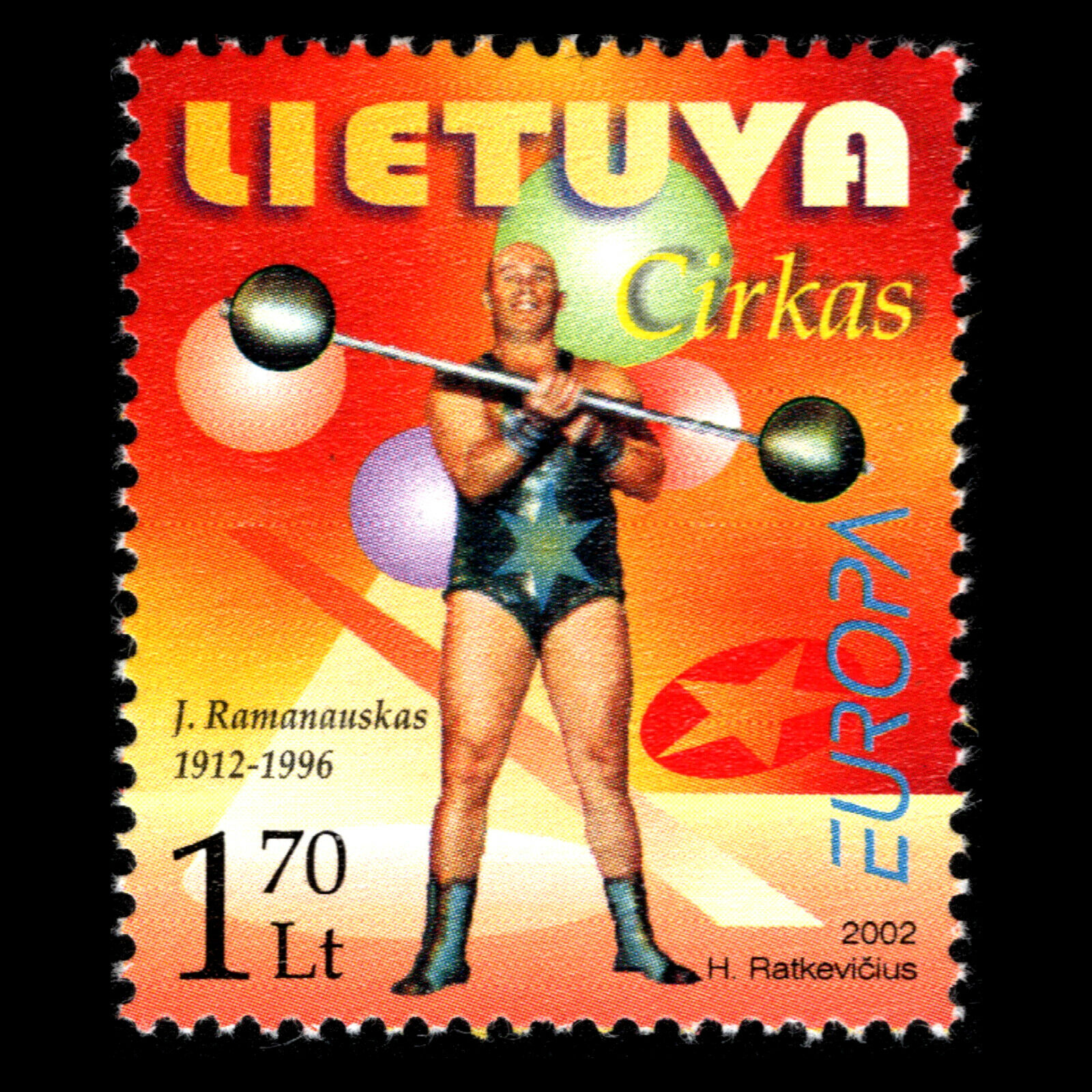 Lithuania 2002 - Europa Stamp - The Circus - Sc 722 Mnh