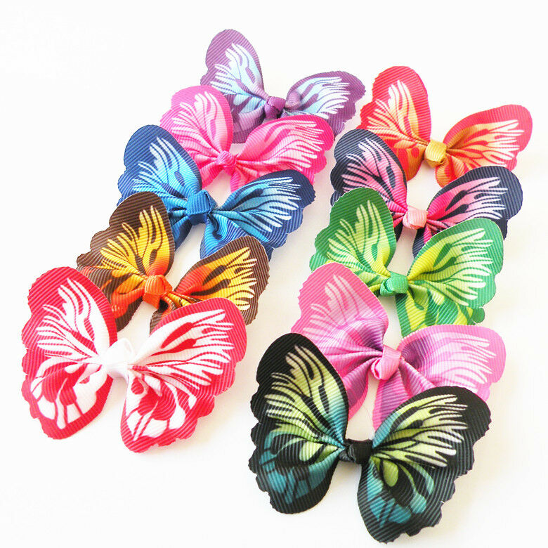 10pcs Puppy Dog Hair Bows Bright Butterfly Dog Bows Dog Accessories Pet Supplies