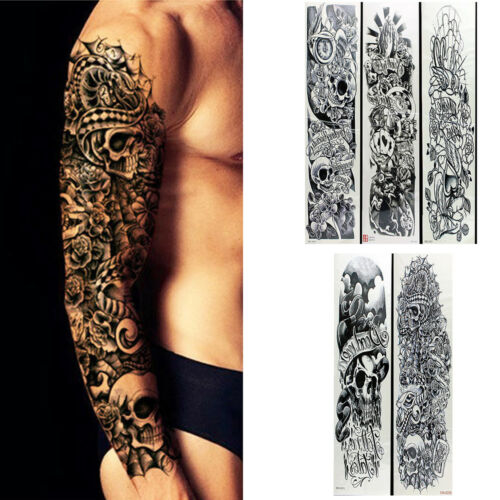 5 Sheets Temporary Tattoo Waterproof Large Arm Body Art Tattoos Sticker Sleeve