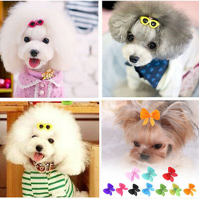 10pcs Pet Dog Cat Hair Bows Sunglasses Hair Clips Doggie Grooming Accessories