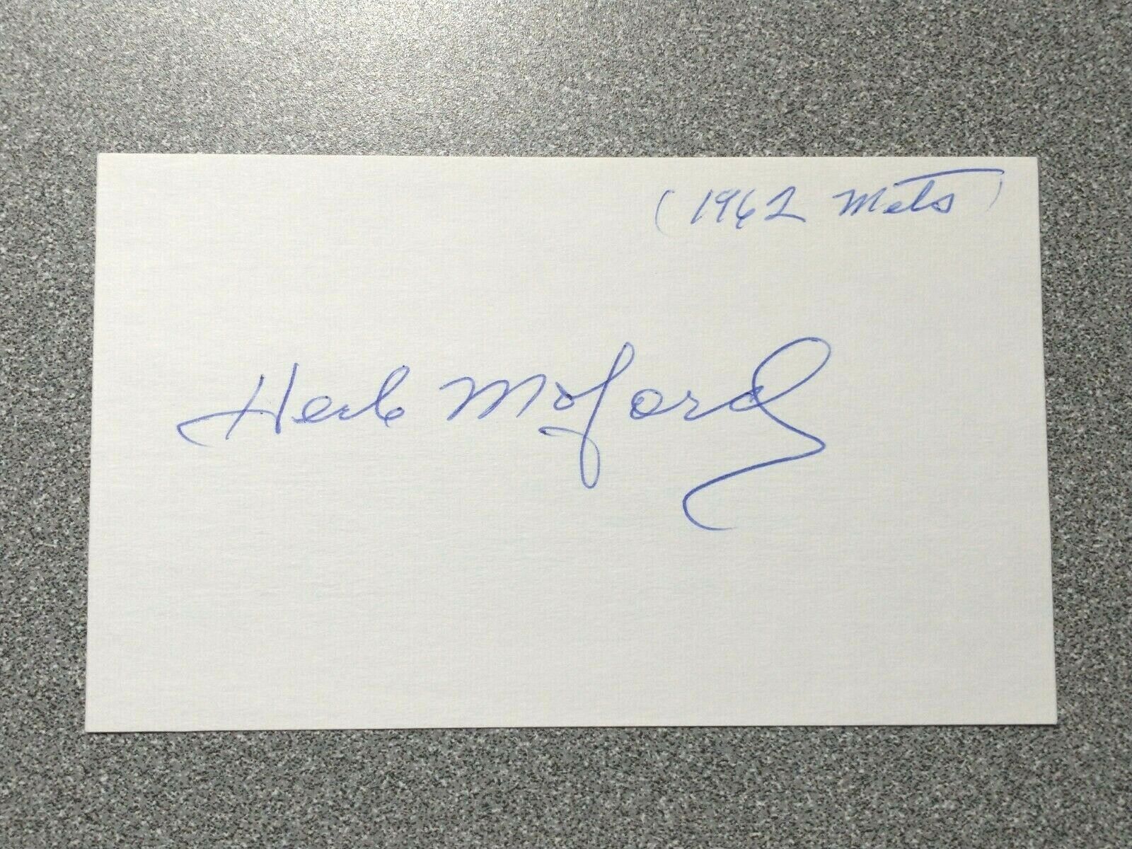 Herb Moford Mets Vintage Signed Autographed Index Card - Free Shipping
